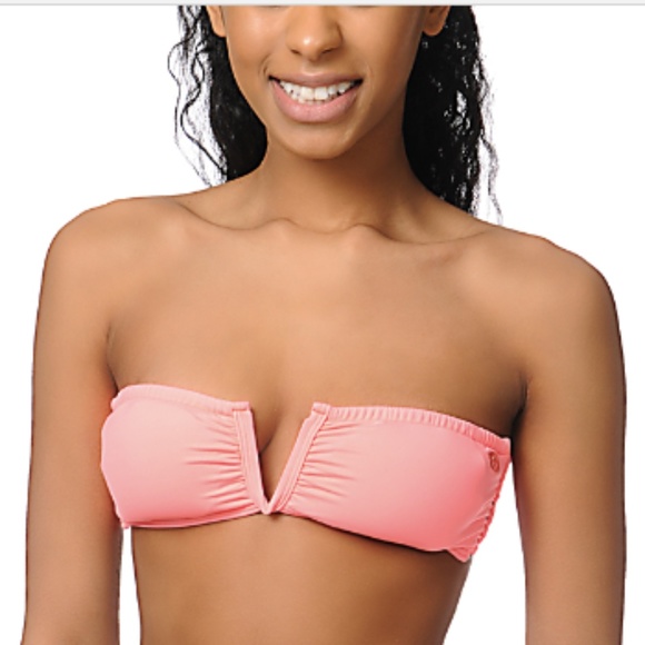 coral bandeau bikini top